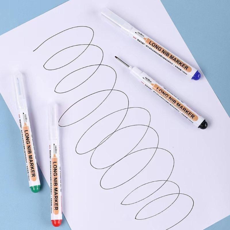 5pcs Long Nib Marker Pens Waterproof, Fast Drying Deep Reach Marker Perfect for Deep Holes in Metal and Wood Crafts
