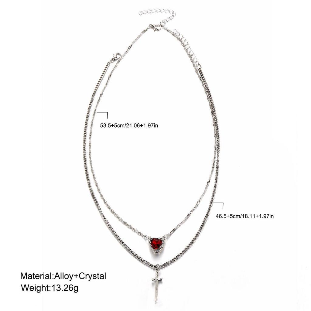 Silver Arrow Heart Pendant Necklace - Multi-layered Retro French Women's Fashion