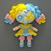 3D Printed Adams Horror Doll - Jointed Devil Girl with Double Ponytails