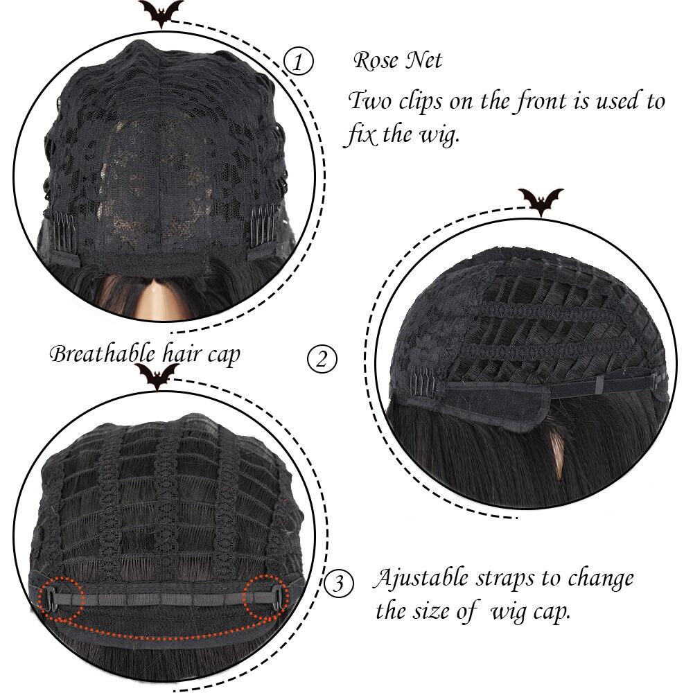 XINRAN Короткий прямой черный парик длиной до плеч для женщин, Хэллоуин, косплей, термостойкое синтетическое волокно, модные парики в стиле Лолиты