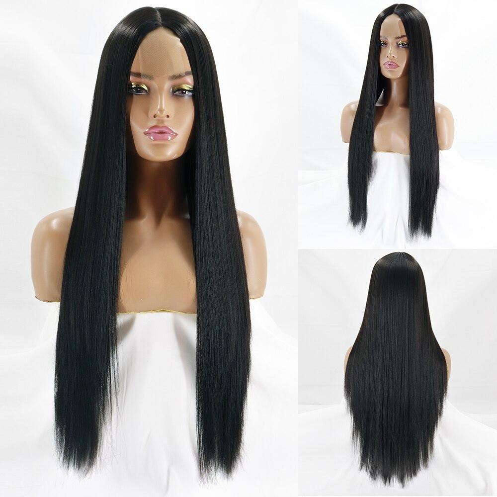 MERISIHAIR Средняя часть Ombre Оранжевый длинный прямой синтетический парик Черный Блондин Розовый 30-дюймовый термостойкий натуральный парик для косплея