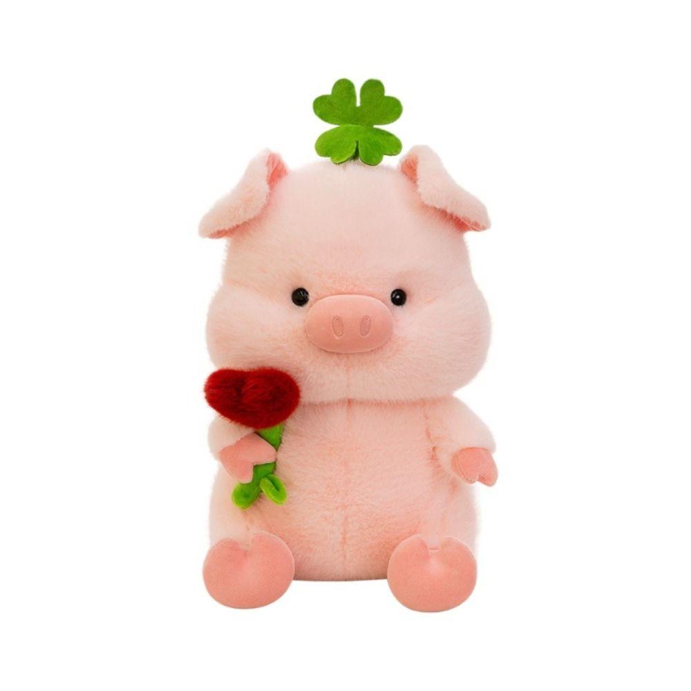 Soft Stuffed Pig Plushie Toy PP Cotton Pig Stuffed Dolls Pig Hold Flower Plush Doll  Kids Gifts