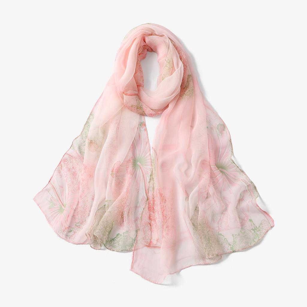 Новый красивый хиджаб из жоржета с цветочным принтом для женщин, тонкий мягкий шарф-шаль, ближневосточный летний пляжный платок с защитой от солнца.