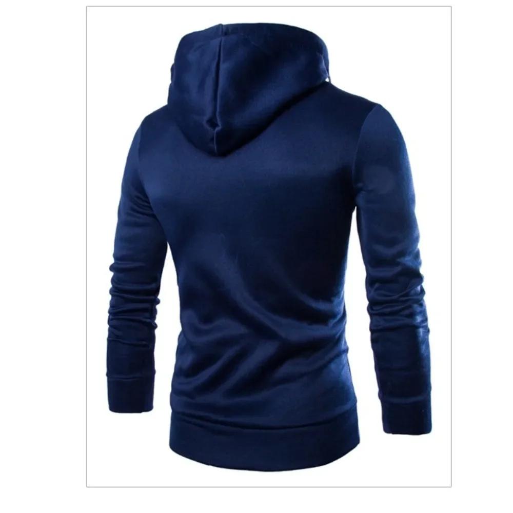 Осень-зима толстовки для мужчин модные молнии дизайн пуловеры с капюшоном с длинным рукавом уличная повседневная уличная одежда