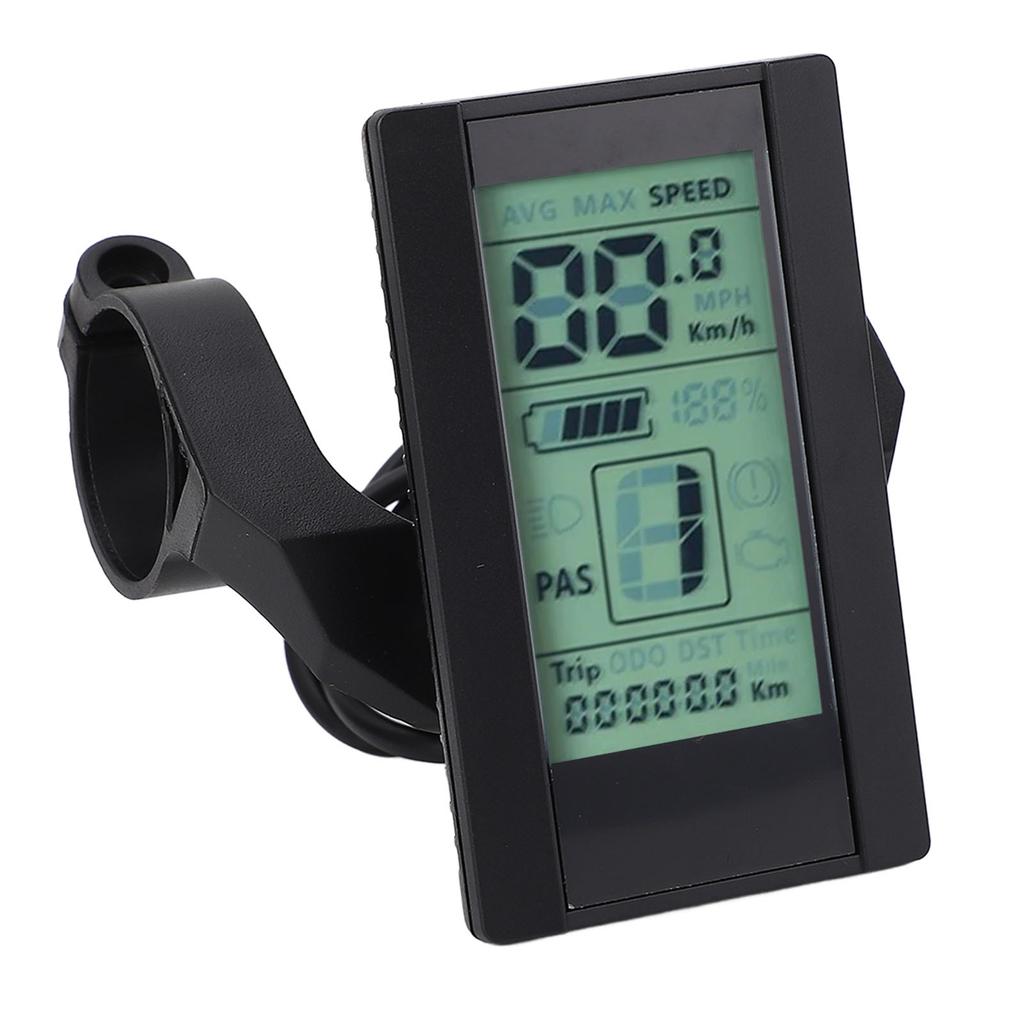 Electric Bike LCD Display Meter 2.7 Inch Screen 24V 36V 48V 52V Backlight Brightness Adjustable Water Resistant LCD