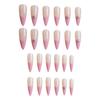 24PCS French Pink Glossy Tip Press on Nails Long Lasting Safe Material Waterproof False Nails for Women Girls Manicure DIY