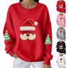 Ladies' Casual And Fashionable Round Neck Top With Christmas Print Hooded T-shirt Long Sleeved Sweatshirt