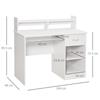 Compact Computer Desk White Wooden PC Desk With Pull Out Keyboard Tray And Shelves 104x48x95.5cm