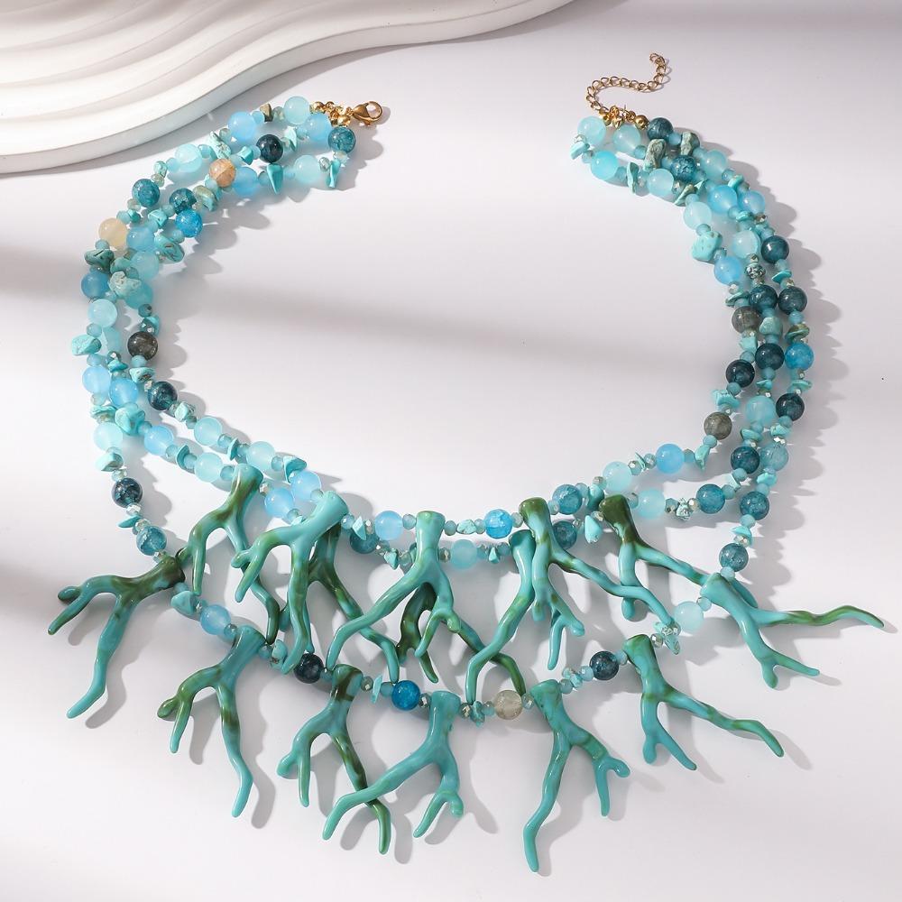 Преувеличенное Коралловое Подвесное Ожерелье Многослойное Морской Стиль Пляжный Чокер Лето