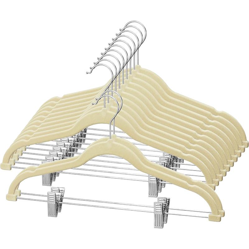 Бархатные вешалки для юбок 5 шт. Бархатные вешалки с зажимами Ультратонкие Нескользящие Бархатные вешалки для брюк Экономящая место вешалка для одежды