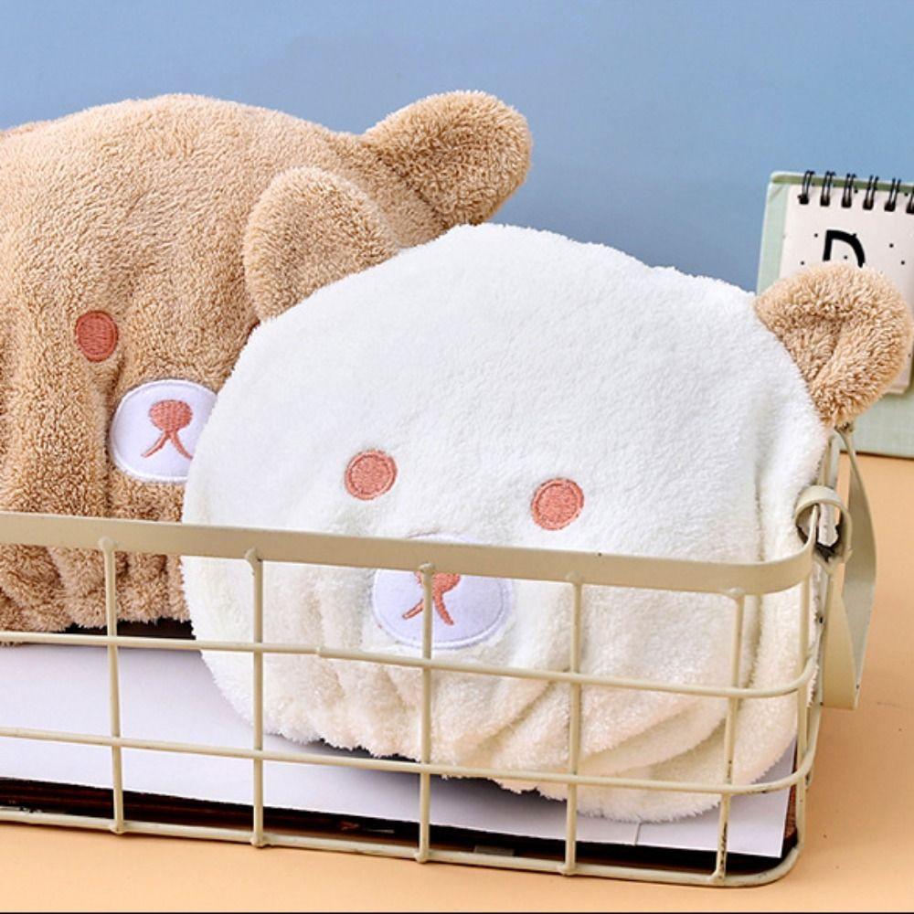 Шапочка для душа Шапочка для быстрого высушивания волос Мультяшное полотенце для волос с милым медвежонком Прекрасная шапочка-полотенце для сушки волос