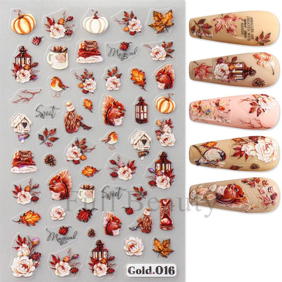Christmas Nail Stickers Adhesive Nail Art Decal XMAS Santa Moose Snow Bell Cool Design Christmas