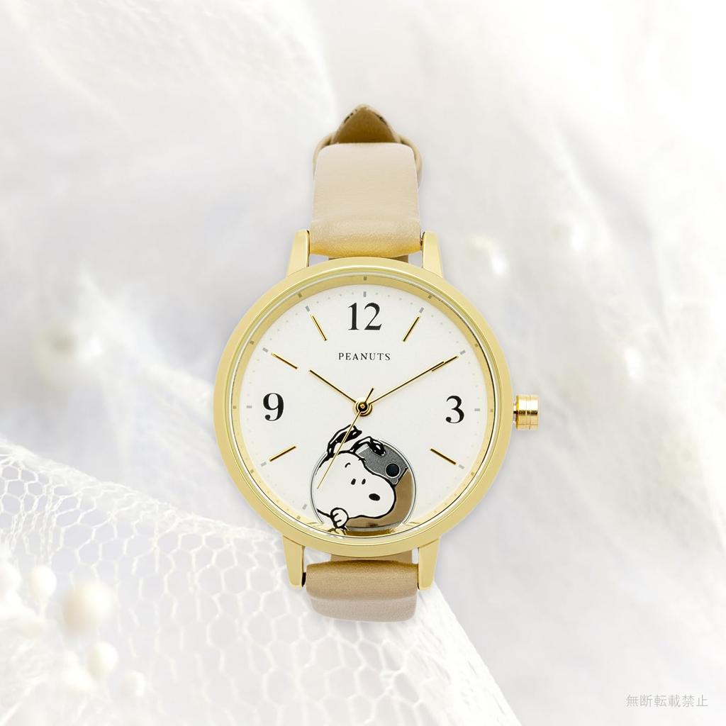 Watch Analog Leather Strap Snoopy Hide and Seek Watch G Beige [Fieldwork] Women's PNT044-2
