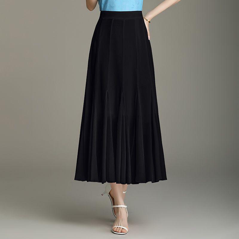 Летняя шифоновая юбка-полуторка, белая, женская, средней и длинной длины, с высокой талией, большая однотонная юбка А-силуэта, облегающая, большая юбка