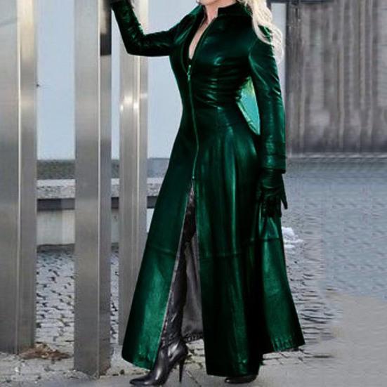 Куртка с воротником с лацканами и молнией Планка Киберпанк Пальто с узкой талией и разрезом подол Повседневная свободная однотонная куртка Модная