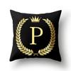 45x45cm Black Gold Letter Crown Polyester Cushion Cover Sofa Home Decor Pillowcase Decorative Cushion