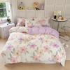 Printing Floral Bedding Set Soft Ins Single Double Queen Size Duvet Cover Flat Sheet Pillowcase Girls Home Totel Bed Linens