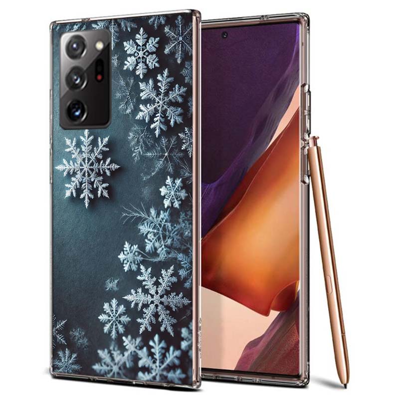 Snowflake Winter White Snow Christmas Phone Case for Samsung A55 A35 A25 A15 A07 A05S A16 A17 A26 A36 A37 A56 A57 Galaxy Note 20