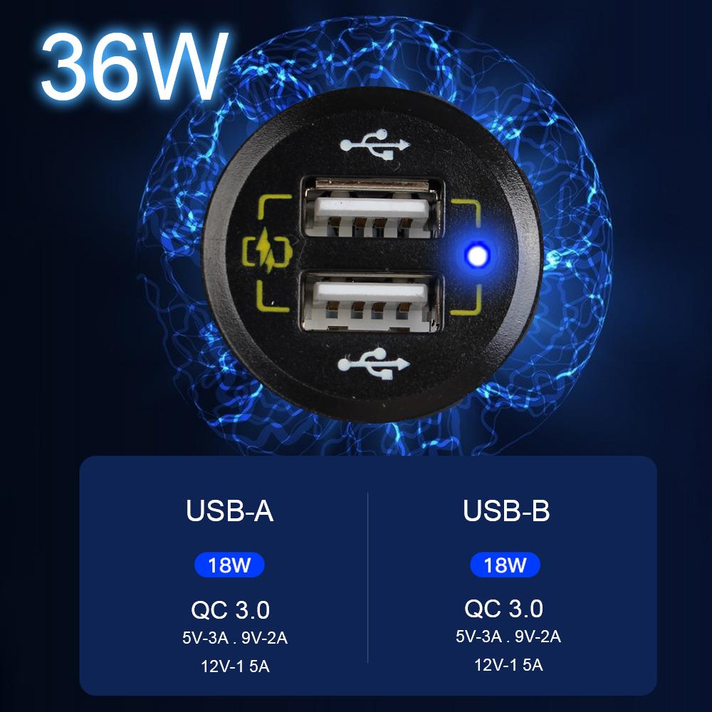Dual USB Charger Power Adapter Digital Voltmeter QC 3.0 Car Charger Outlet Panel C Igarette Lighter Socket