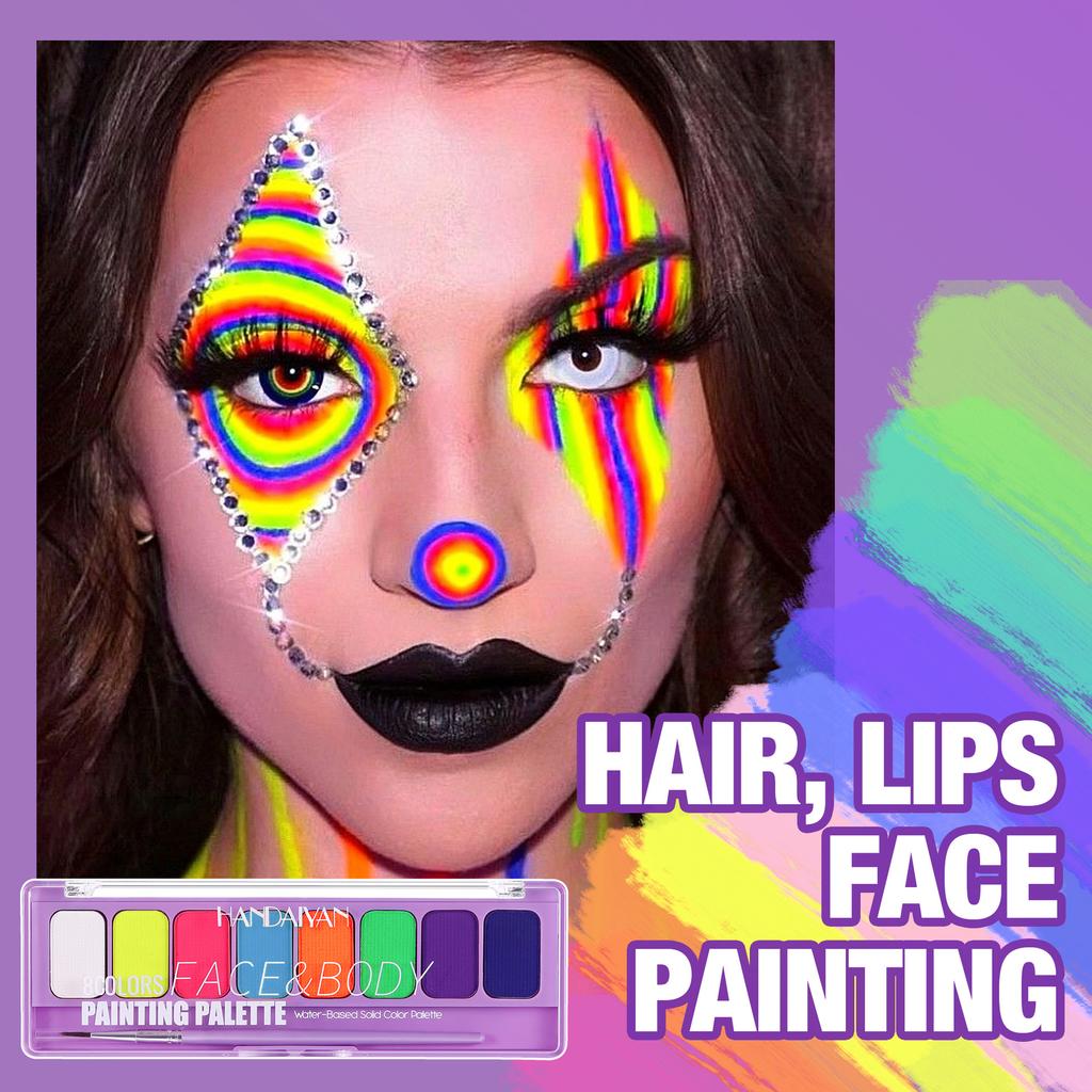 8 Цветов Светящаяся Флуоресцентная Неоновая Краска для Лица и Тела Арт УФ Свечение Боди-арт Хэллоуин Вечеринка Маскарад Красота Макияж Косметика