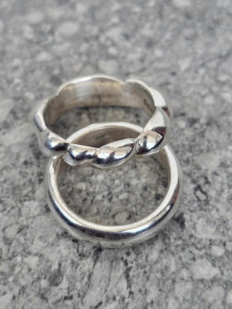 Twisted Dome 2 Set Dome Ring, 925 Sterling Silver, Minimalist Ring, Designer Unique Style Ring, Handmade Ring Chunky Wide Band Ring Jewelry