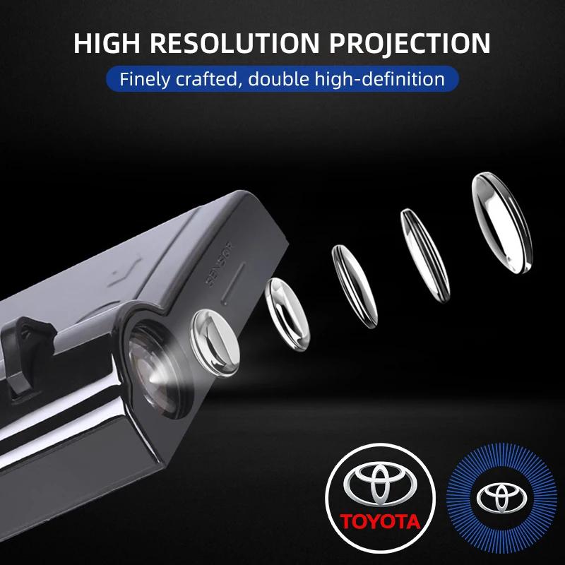 1/2PCS Led Car Door Welcome Laser Projector Logo Night Light Wireless For Toyota Camry Hilux Prius Auris Car Accessories