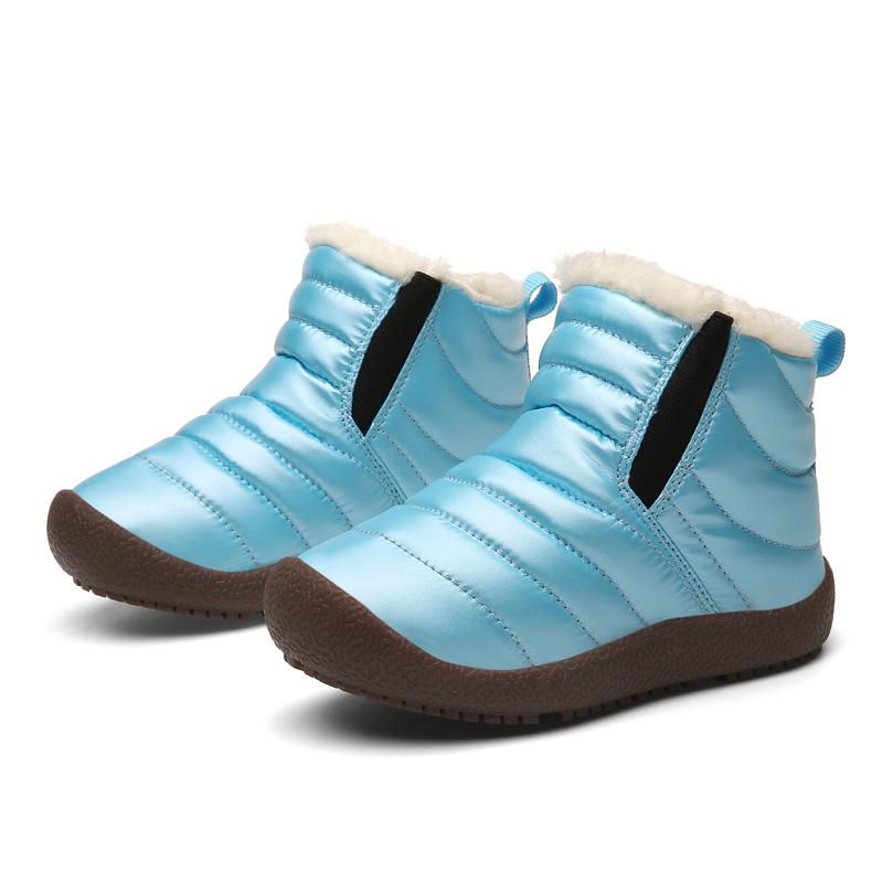 TUINANLE Детские зимние сапоги, зимняя нескользящая непромокаемая хлопковая обувь, детская утепленная плюшевая обувь без шнуровки для девочек