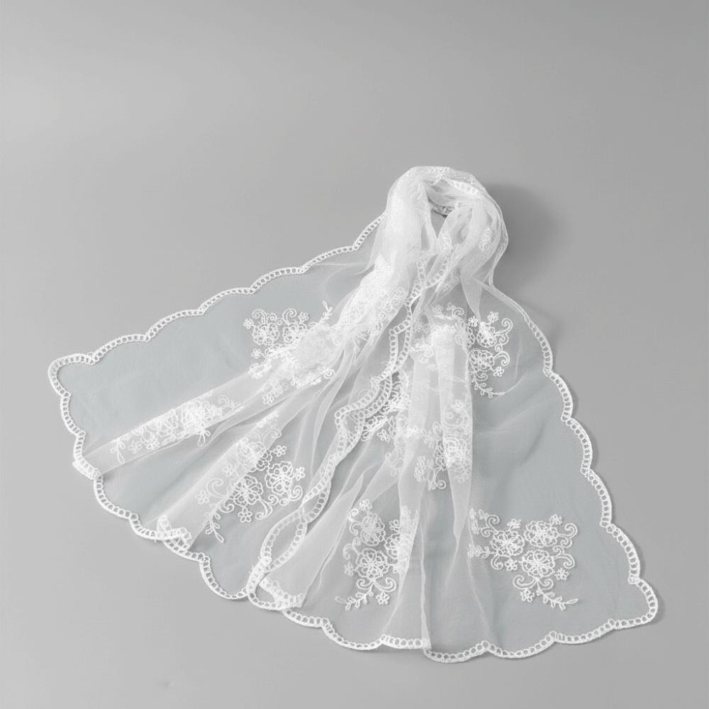 Breathable Floral Headwrap Lightweight Long Lace Scarf Neck Wrap Summer Hijab Travel Photoshoot