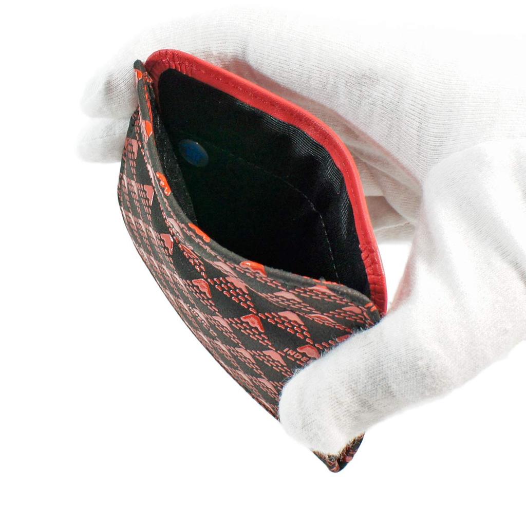 Indenya Inden Wallet Coin Purse Deerskin Takane Fuji Pattern Black x Red Lacquer Mt. 2802-21