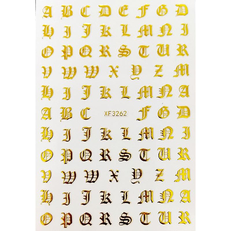 Customizable 3d Nail Art Stickers With Stylish Letter Designs For Unique Nail Art Creations