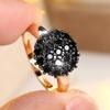 Vintage Black White Zircon Wedding Rings for Women Luxury Gold Color Ring Party Jewelry