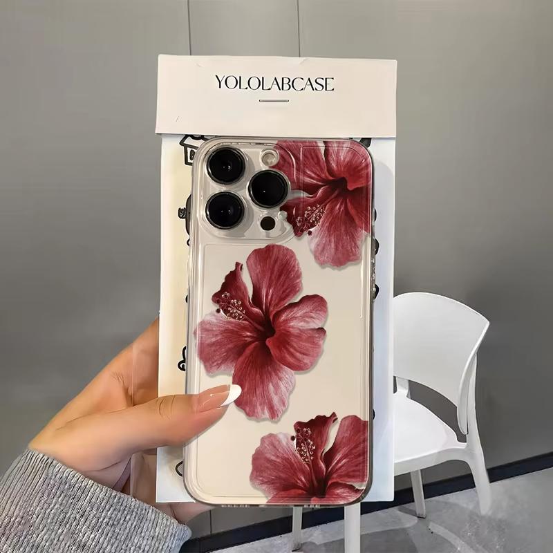 Red Lily Print Clear Phone Case For Xiaomi Mi Poco X6Pro X6 X7 X5 Pro Mi Poco F7 Pro F6 F5 Silicone Cover