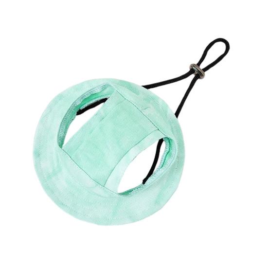 Pet Sun Hat with Ear Holes Adjustable Tie-Dyed Bucket Hat Outdoor Round Brim Sun Protection Hat for Small Medium Dogs Cats