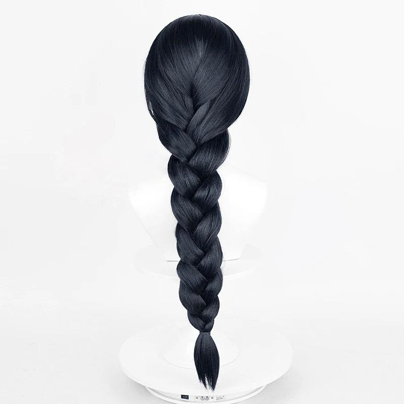 Парик для косплея Amanai Riko 60 см, синий, черный, большой, плетеный, термостойкий, синтетический, парики в стиле аниме + шапочка для парика