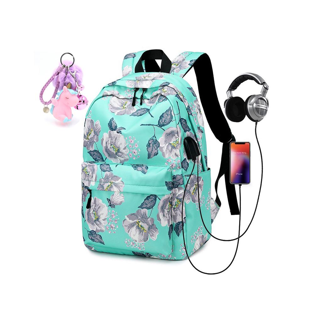 Floral Girls Backpack for School Lightweight Bookbags Satchel College Bags Teen Girls Kids School Bag Set Women Travel Daypack