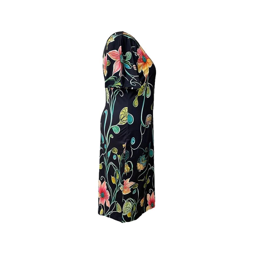 Женское платье больших размеров с короткими рукавами и круглым вырезом, элегантное облегающее платье миди