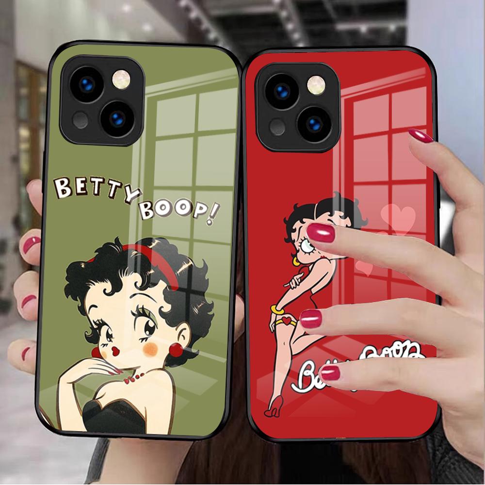 Betty Beautiful B-boop Phone Case For IPhone 17 Pro Max 16 15 14 Pro Max 13 11 X Xs Xr 8 7Plus Glass Cover