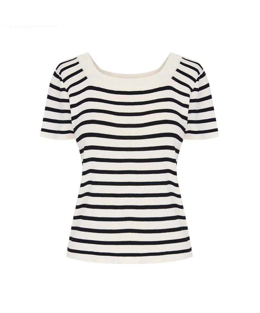 PAIGEFLYNN Wide Neck Striped Crop Knit_P6Bkn052C
