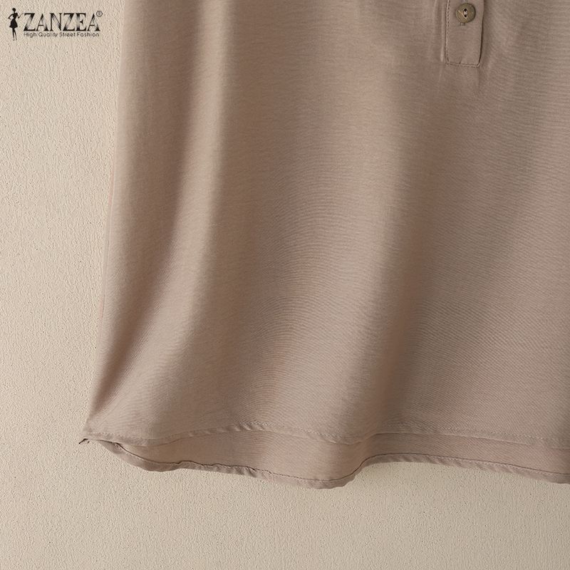 ZANZEA Женская летняя повседневная блузка с V-образным вырезом и коротким рукавом