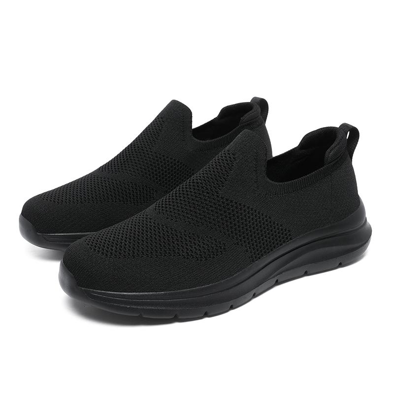 Platform Shoes Men's Slip On Mesh Breathable Sneakers Male Anti Slip Lightweight Grey Vulcanized Shoes