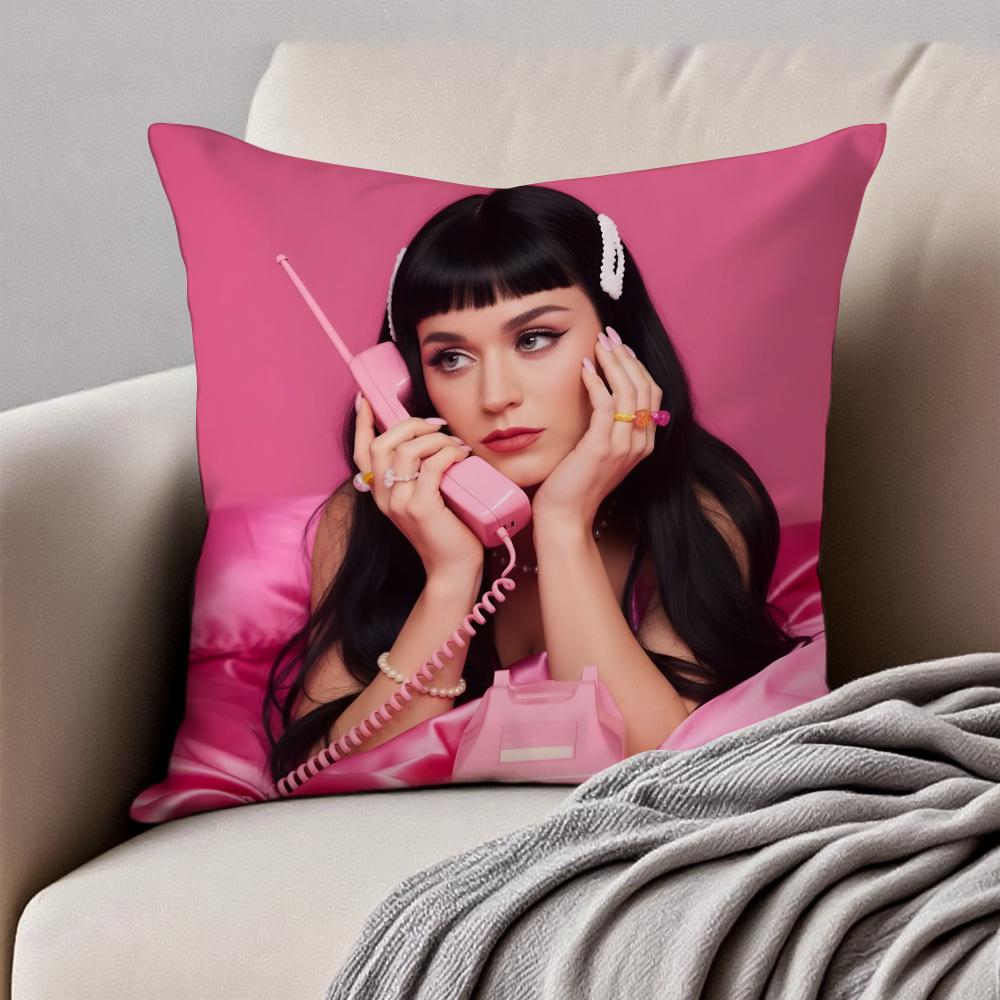 Colorful Popsavvy Singer KKaty Perry Cushion Cover Pillowcase Antidustmite Invisible Zipper Short Plush Sofa Cushion