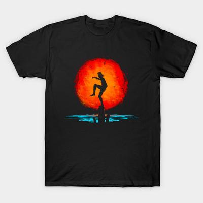 Азиатский размер Мужская футболка с принтом Karate Kid Минималистичная картина-трибьют Печать методом термопереноса без вырезания Хлопковая футболка
