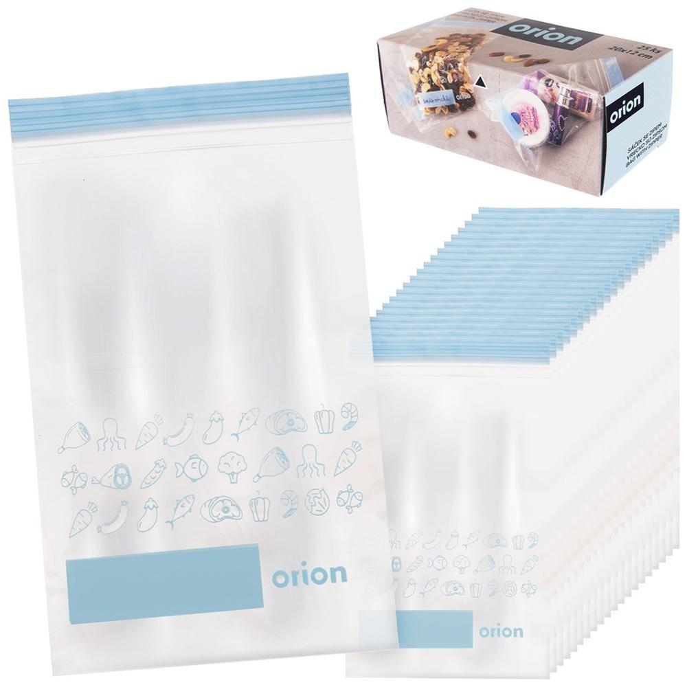 Reusable Ziplock Food Storage Bags with Label Panel 20x12cm 25 Pcs