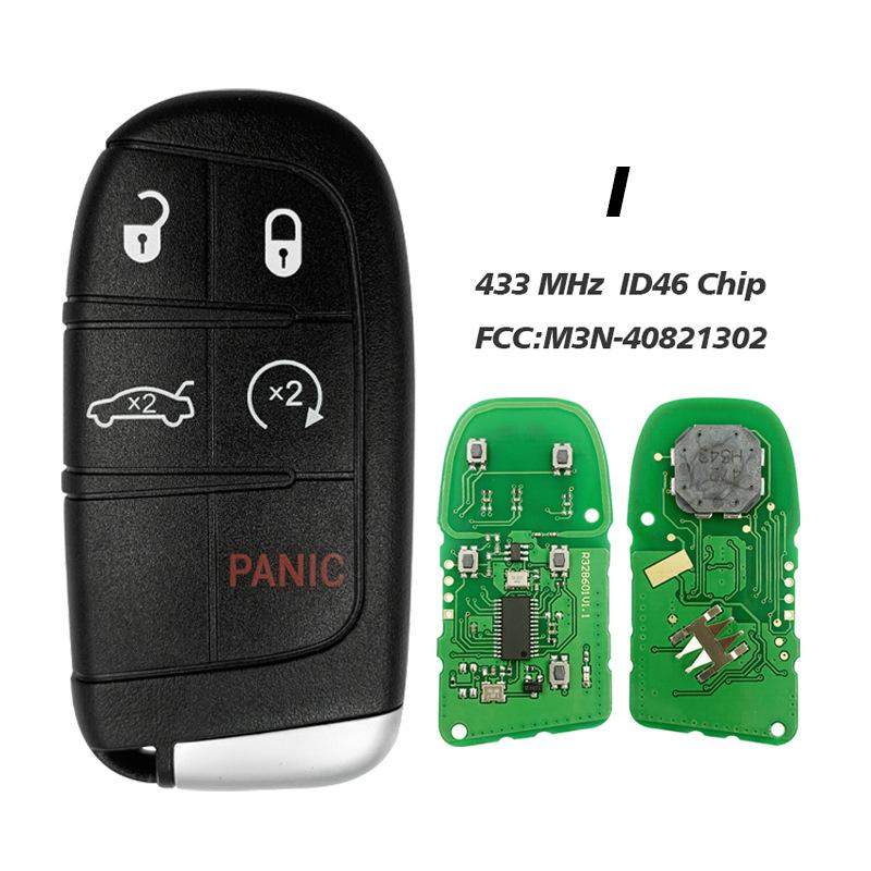 DIYKEY red 433MHz ID46 M3N-40821302 Smart Remote Car Key Fob for Chrysler 300C Dodge Charger Journey Challenge Dart Durango