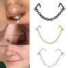 Steel Earrings Piercing Rhinestones Septum Rings Double Nose Chain Nose Piercing Ring Nose Stud
