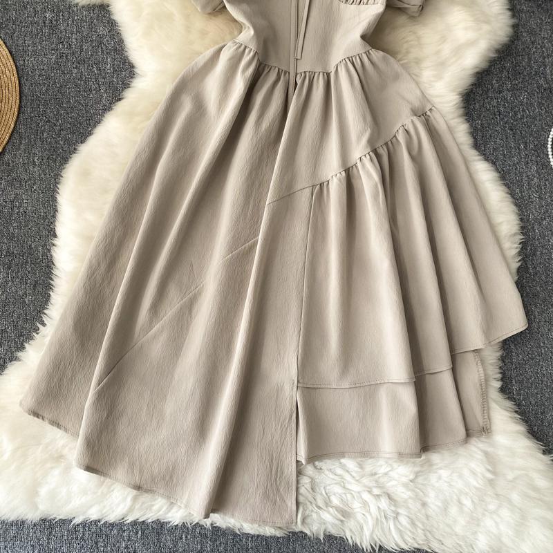 НОВОЕ женское платье с пышными рукавами и нерегулярной баской Vestido Elegante с квадратным воротником и оборками, модное корейское платье