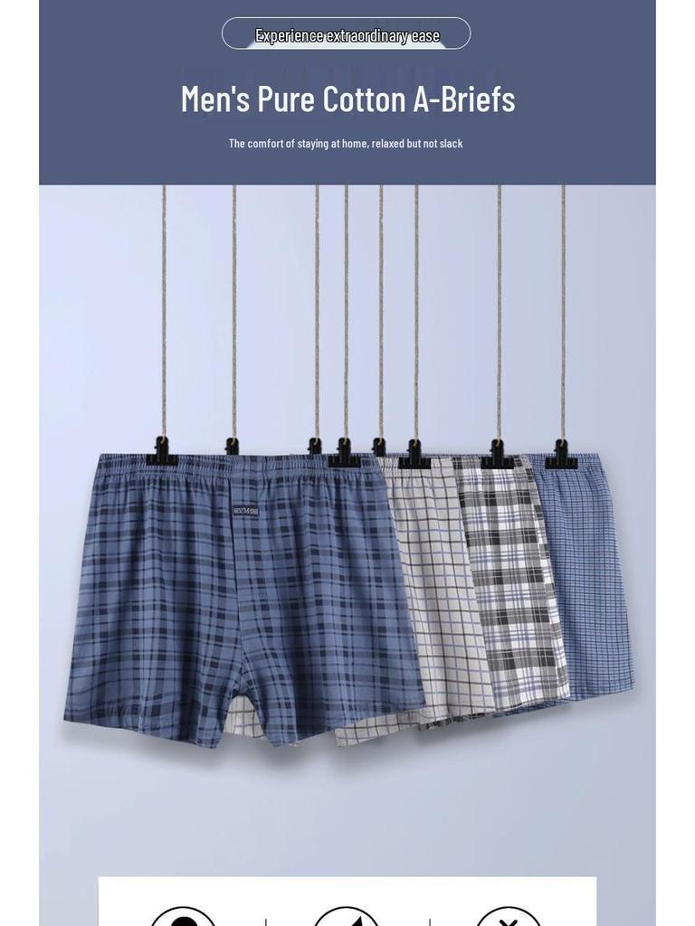 Aro Мужские боксеры большого размера с высокой посадкой из чистого хлопка в клетку