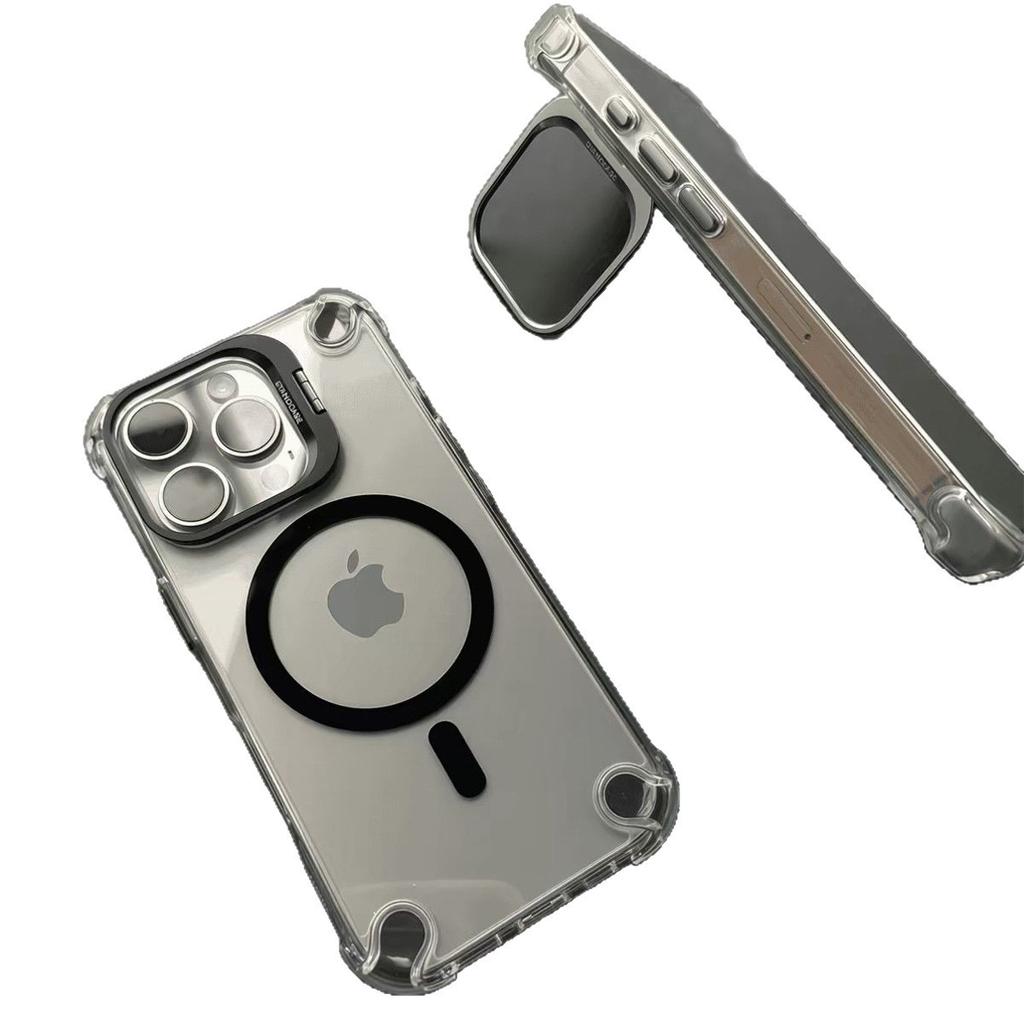 Metal Bracket Anti Drop Magnetic Phone Case for Apple 17PROMAX Soft Edge Internet Famous Bracket Magnetic Phone Case