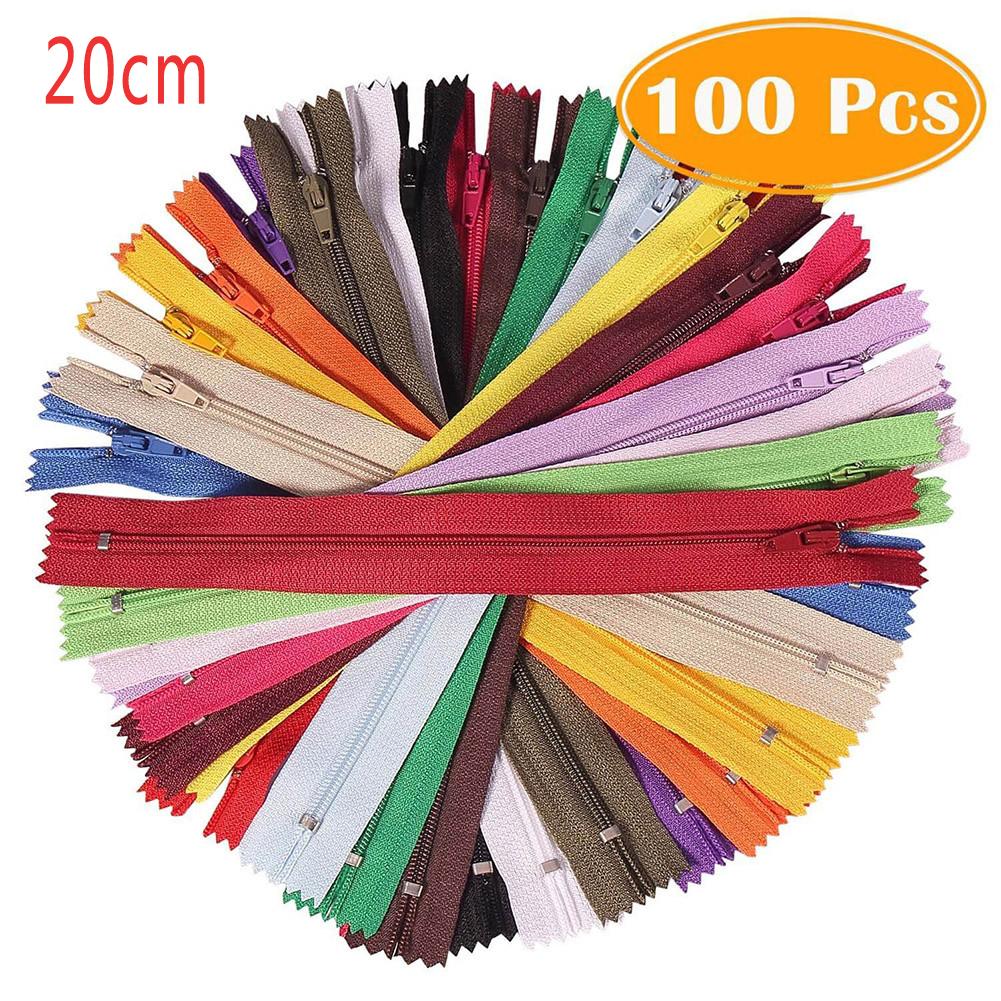 100Pcs 20/30 Cm Nylon Zipper For Clothing Pocket Pants Process Closed End Color Zipper DIY Handcraft Cloth Sewing Accessories