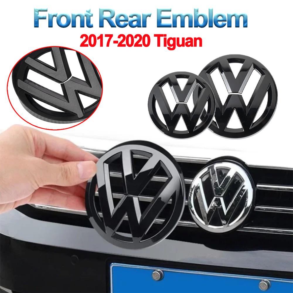 For Volkswagen 2PCS bright black For Volkswagen VW Tiguan 2017-2020 Car Front Grill/Rear label logo Trunk Emblem Lid Covers Sticker Accessories EN1